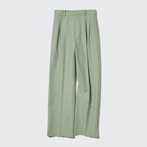 Uniqlo Pleated Wide Pants Trousers Green